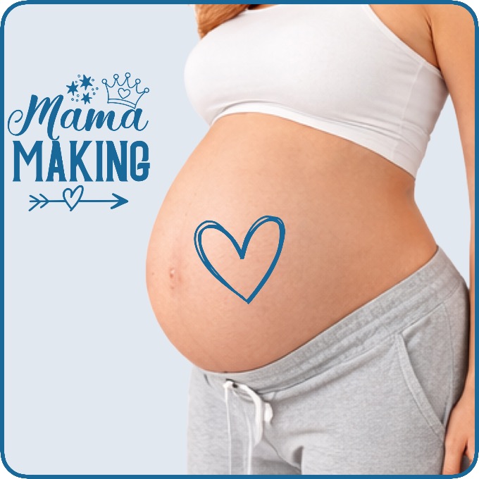 Mama Making bump keepsake with heart doodle