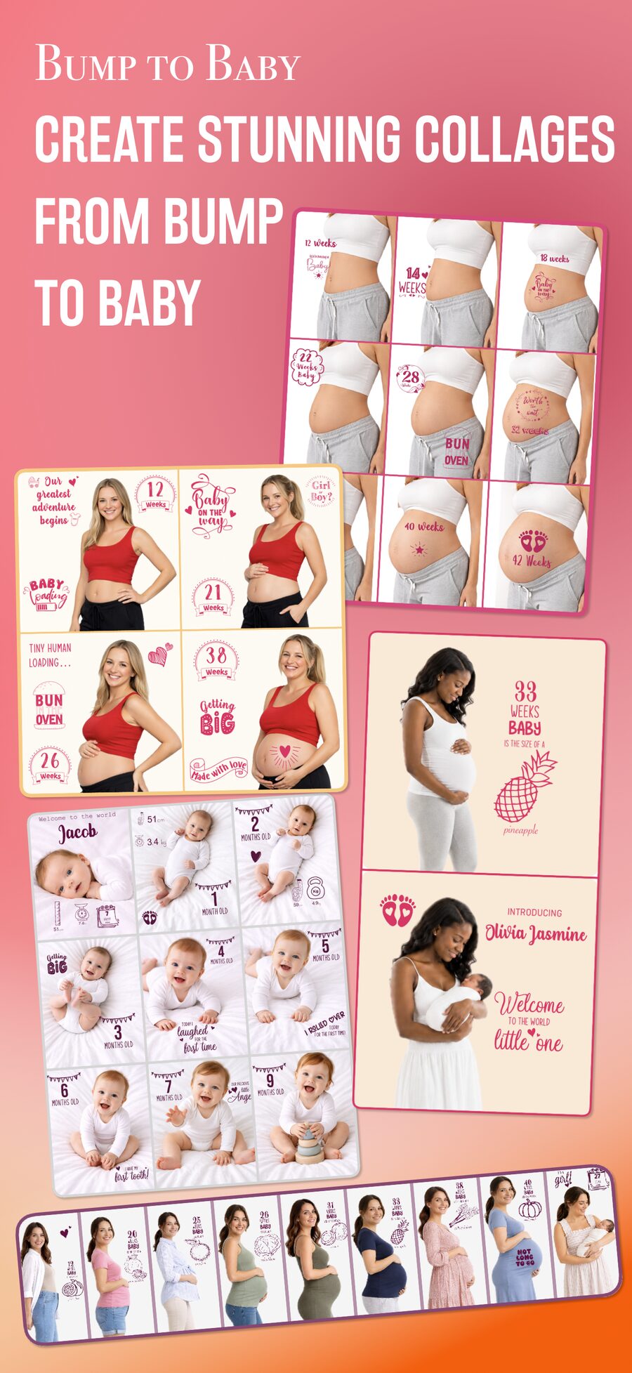 Collage layouts from bump to baby