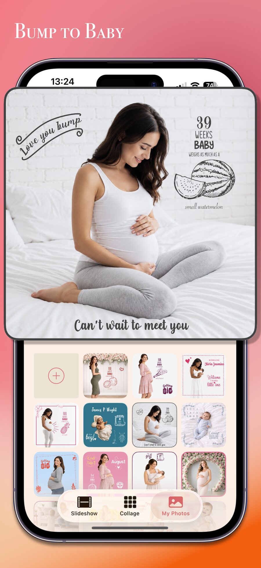 The My Photos page inside the Bump to Baby app