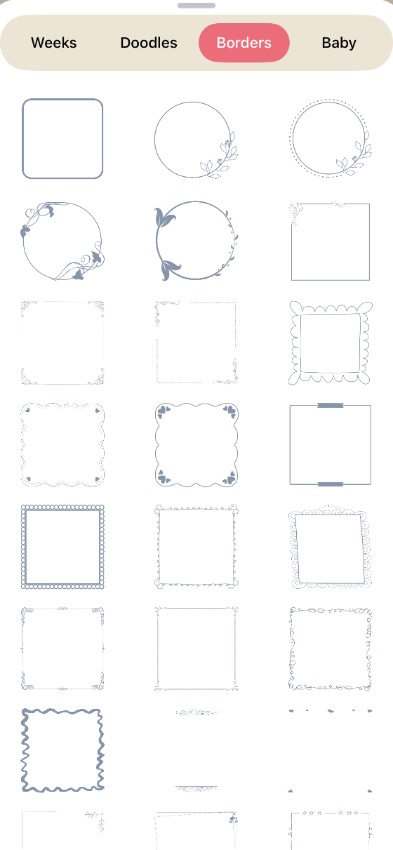 Borders sticker pack — frames, wreaths and decorative edges
